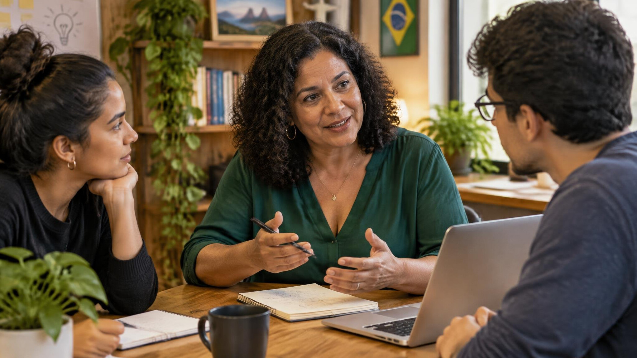 Mentor explaining ideas to colleagues