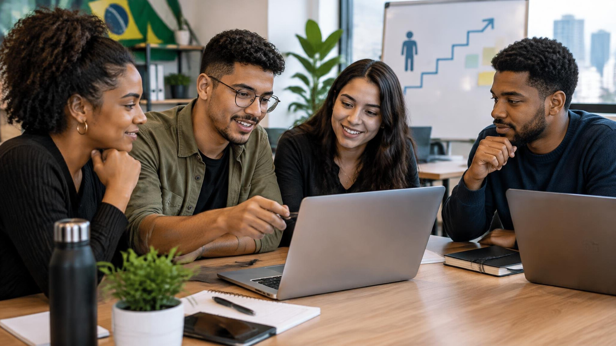 Young professionals working together at a desk
